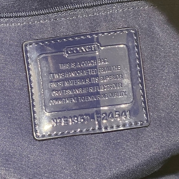 Coach Signature Satchel Navy and Orange Handbag With Leather Trim. COA! - Picture 9 of 11